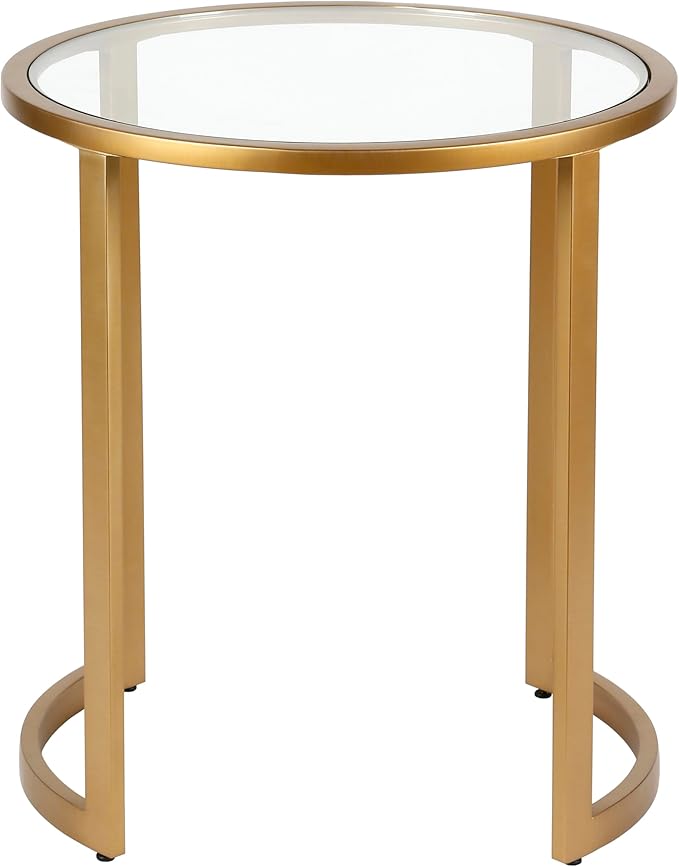 Mitera 20'' Wide Round Side Table in Brass