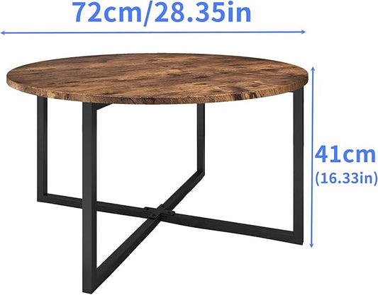 Round Coffee Table Kitchen Dining Tables Modern Leisure Tea Table Office Conference Pedestal Desk Rustic Brown