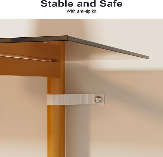 Glass Sofa Table, Mid-Century Modern Entryway Table with Tempered Glass & Golden Legs, 2-Tier Behind Couch Table for Living Room Hallway Entrance, Brown