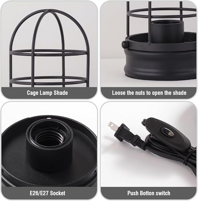 Cerdeco Small Vintage Table Lamp,Industrial Desktop Lamp for Bedside,Bar,Cafe,Bedroom,livingRoom,(Bulb Not Included)