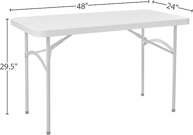 Office Star Resin Multipurpose Rectangle Folding Table for Indoor or Outdoor Use, 4 Feet x 2 Feet