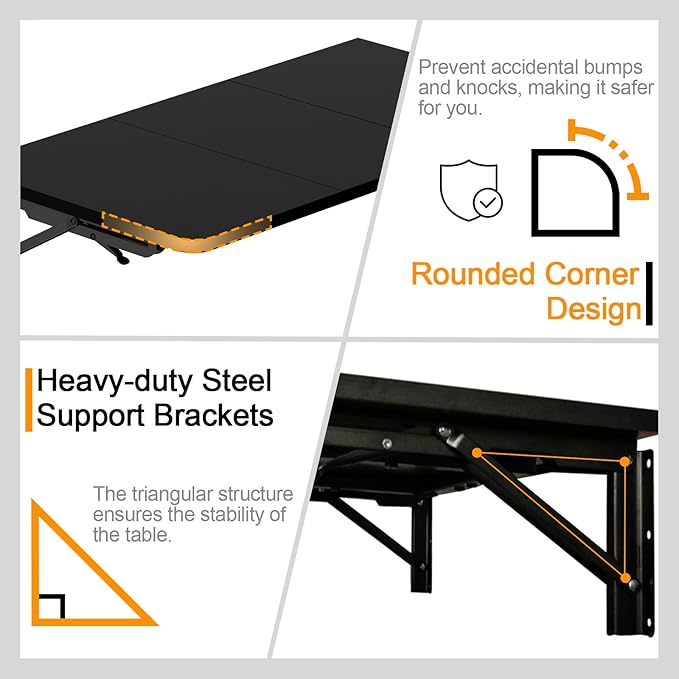 TEAMIX Wall Mounted Desk, Folding Table for Small Spaces, Wall Floating Desk with Heavy Duty Brackets for Laundry Room,Kitchen,Office Storage