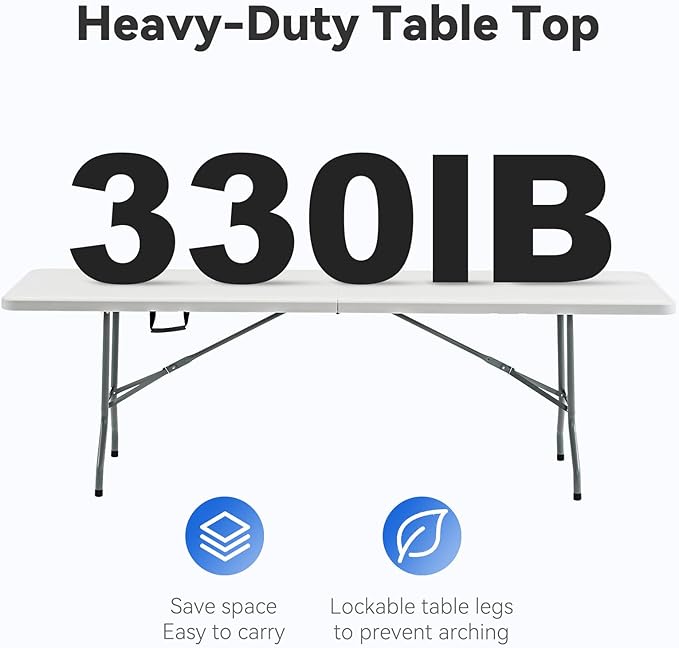 Nazhura 6 Foot Foldable/Folding Table Heavy Duty, Durable and Portable for Dining Picnic and Party