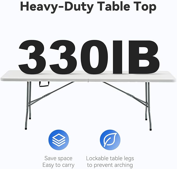 Nazhura 4 Foot Foldable/Folding Table Heavy Duty, Durable and Portable for Dining Picnic and Party
