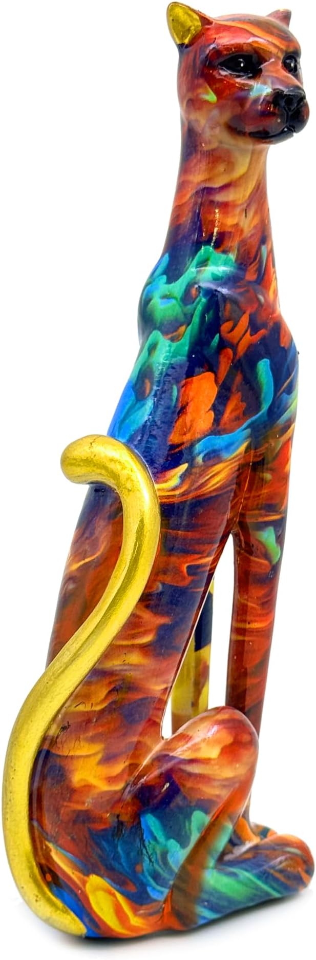 Colorful Leopard Statue Art Figurine Sculpture Collectible Gifts for Leopard Lover Office Home Decor Desk Accessories Decoration Garden Figurines Outdoor Decor (Color G)