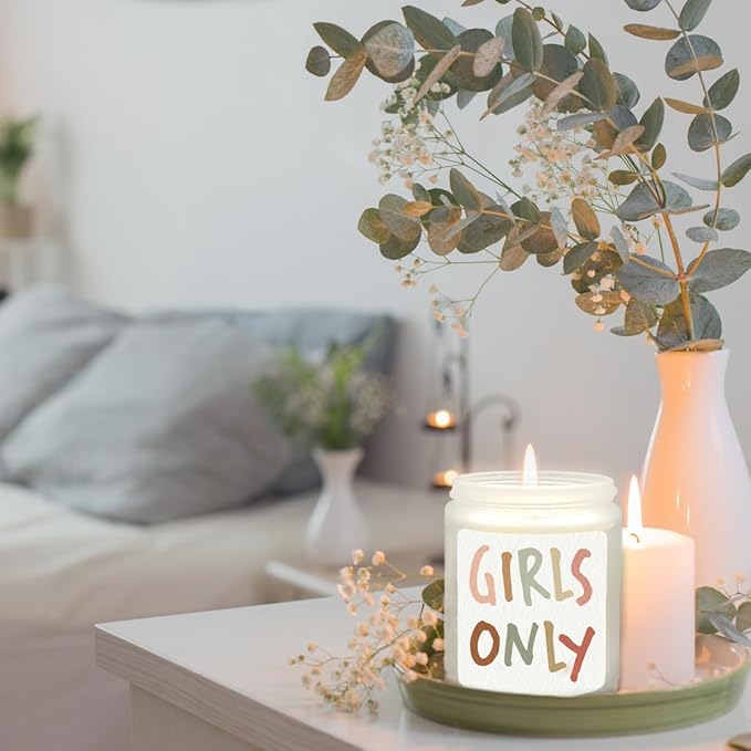 Girls Only Lavender Candle, Girl Gifts, Girls Room Decor, Baby Girl Nursery Decor, Scented Jar Candles for Baby Toddler Little Girls Room Playroom Nursery Decor