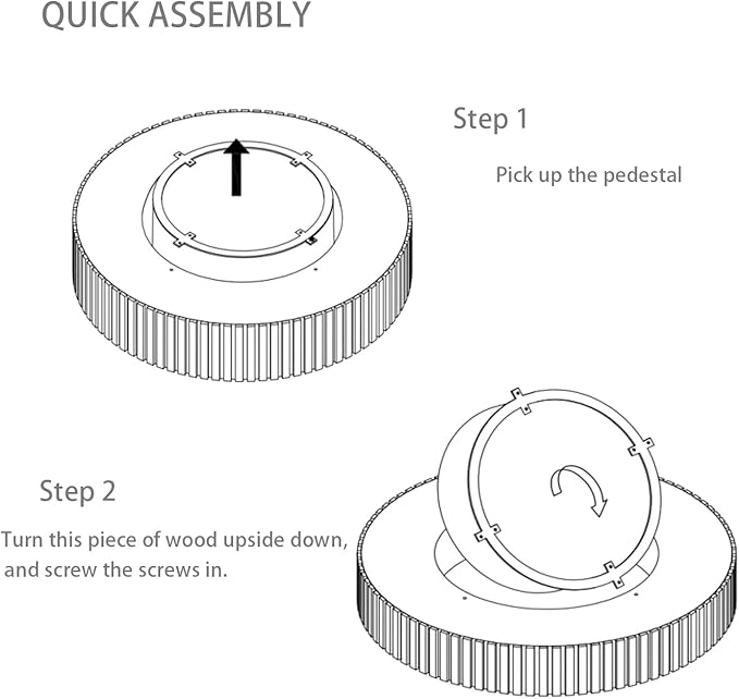 35" Round Coffee Table with Marble Tabletop, Modern Circle Coffee Table, Fluted Luxury Wooden Center Table, Drum Accent Tea Stone End Table for Living Room Apartment Bedroom, Walnut