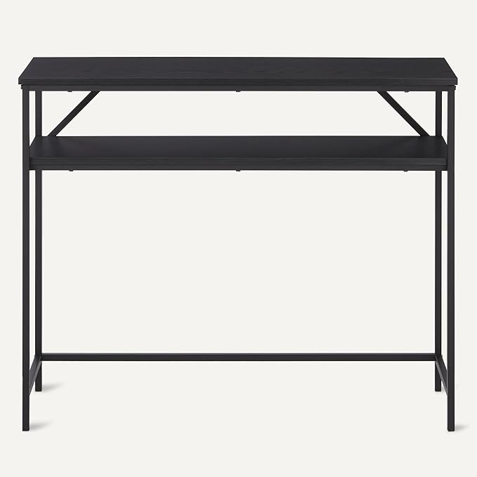 Amazon Basics Rectangular Console Table with Storage Shelf, Steel Frame, 11.8" D x 39.4" W x 31.5" H(in), Black