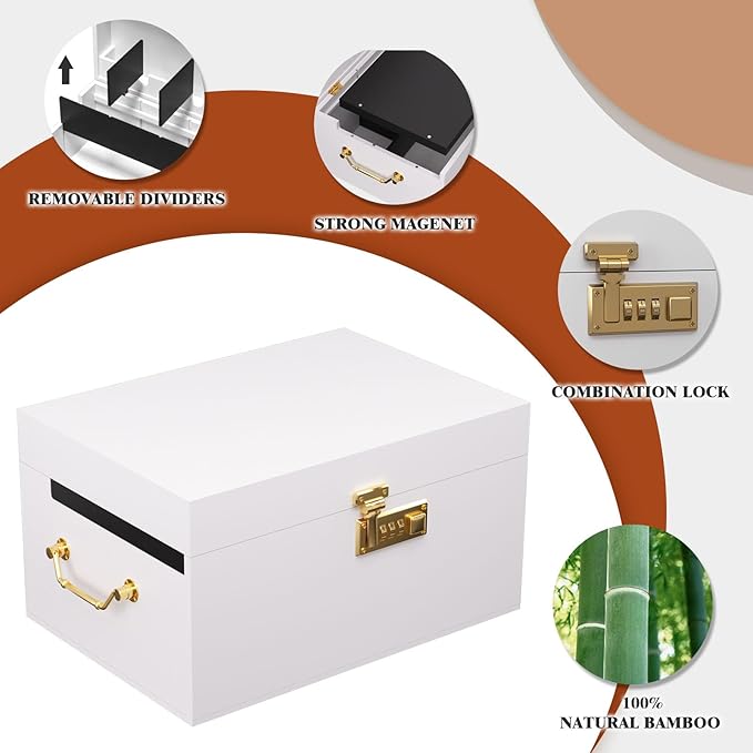 Lockable stash box with rolling tray – Premium bamboo box organizer with grinder, jars & brushes | Stylish wooden stash boxs, spacious Storage Box, great large stash box for home,Holiday Gift