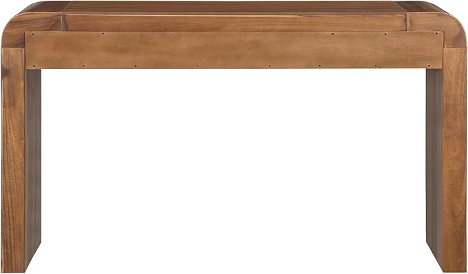 kevinplus 54.3'' Rustic Wood Console Table Sofa Table with Fluted Drawer Storage for Entryway, Modern Elegant Design & Curved Edge, Easy Assemble, Brown