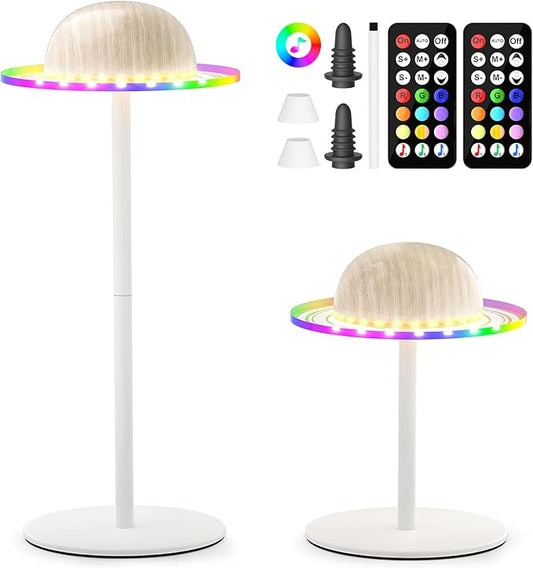 Nreonrick RGB Table Lamp,Wireless Bottle Lamp, Dimmable Color Changing Desk Lamp, Music Sync Bedside Lamp with Remote and Touch Control for Bedroom,Bar,Halloween Decor (2 Pack)