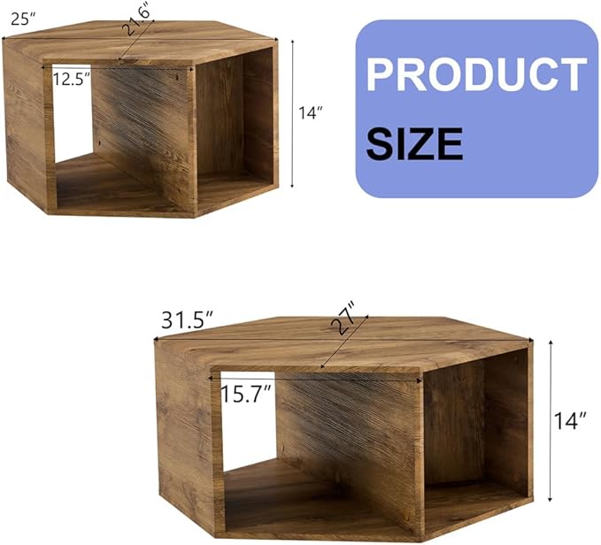 Coffee Table Set for 2, Modern Living Room Table Set, Wood Center Table Set, No Assembly Required - Ready to Use