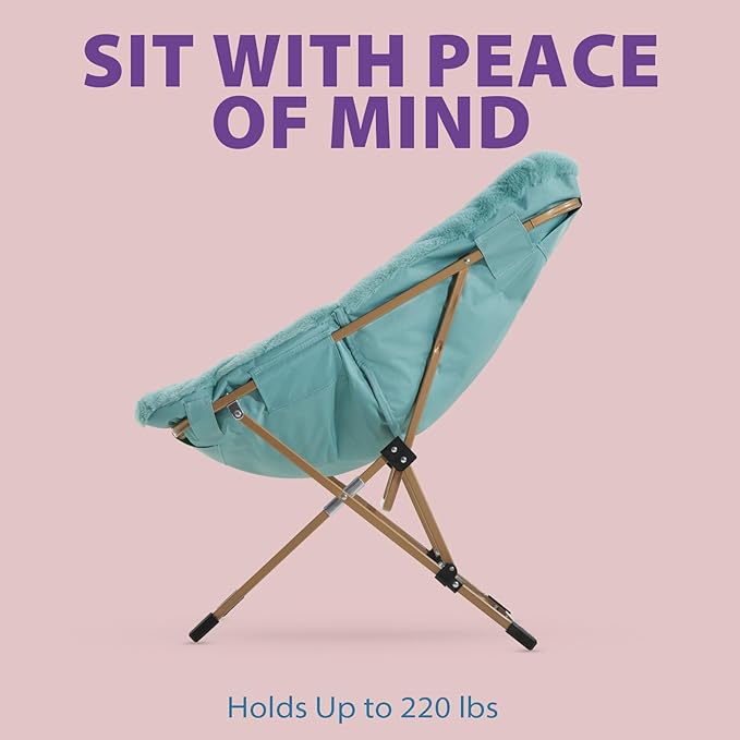 OAKHAM Comfy Chair for Adults, Soft Faux Fur Folding Lounge for Bedroom Living Room Dorm Rooms Flexible Reading Chair for Teens Kids, X-Large Foldable (Ottoman-Mint)