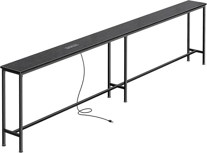 SUPERJARE 102.4 Inch Sofa Table with Power Outlets and USB-C Port, 5.9 Inch Narrow Console Tables, Entryway Hallway Couch Tables with Storage, Behind Sofa, Small Spaces, Living Room, Black
