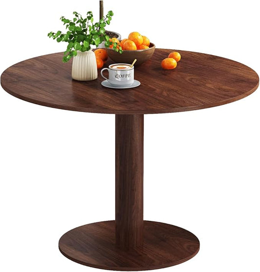 Round Dining Table, Circle Dining Table for 2-4 31.5 in, Modern Farmhouse Dinner Table Breakfast Tulip Table, for Kitchen/Small Space/Little Nook - Walnut