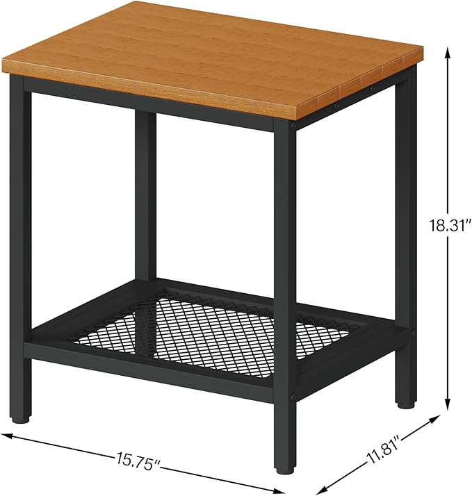 Outdoor Side Table with Storage, 2-Tier Patio End Tables Weather Resistant, Black Outdoor Accent Table,Small Side Table for Pool, Deck, Garden