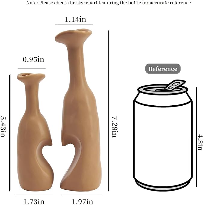 Heart Shaped Small Ceramic Vases Set of 2 Home Decor Boho Vase Modern Matte Flower Vase Minimalist Decorative Vase for Wedding Gift Dining Coffee Table Book Shelf Office Décor