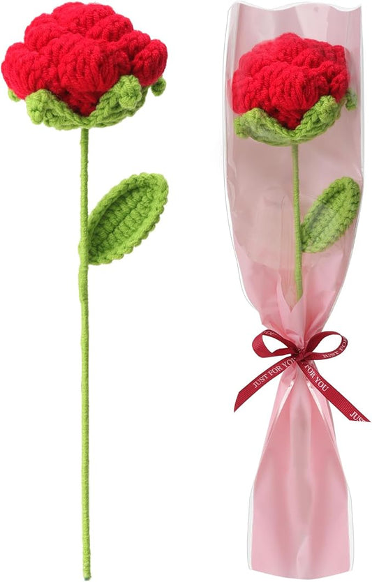 Hand-Crocheted Pink Rose Heart Bouquet - DIY Floral Doll Gift for Women, Girlfriend - Valentine's, Birthday, Home Office Desk Decor