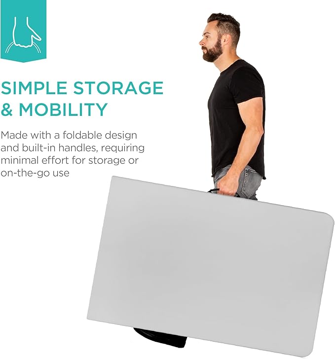 Best Choice Products 8ft Plastic Folding Table, Indoor Outdoor Heavy Duty Portable w/Handle, Lock for Picnic, Party, Pong, Camping - Light Gray