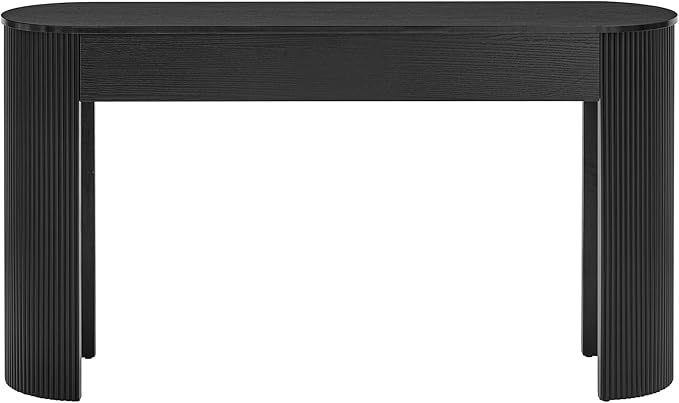kevinplus 54'' Wood Console Table Sofa Table with 2 Drawer Storage for Entryway, Modern Elegant Fluted Design & Curved Edge, Easy Assemble, Black