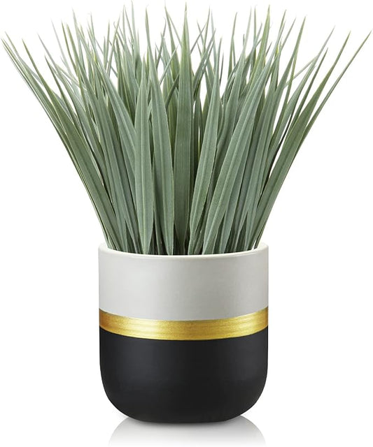 Artificial Plants Small Faux Plant Decor Fake Potted Plant Faux Plants in Pots Fake Grass Pot for Home Table Office Desk Room Bathroom House Indoor Decorative Gifts