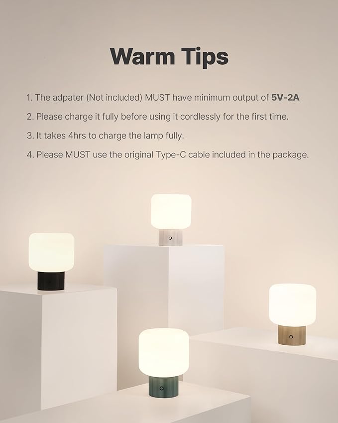 Halo Mushroom Lamp, 5W Cute Cordless Rechargeable Table Lamp with Glass Shade, 3 Color Temps LED Dimmable Ambient Lighting, Small Retro Touch Bedside Light for Bedroom Decor, Black