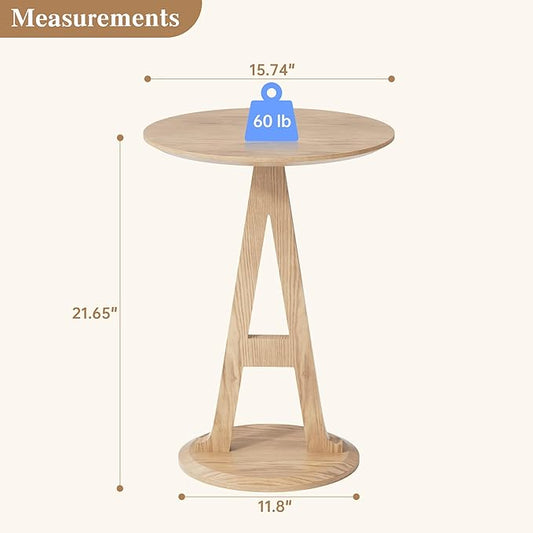 Aoligrace Round End Table, Modern Side Table with Unique A-Shaped Leg,Wooden Small Coffee Tables for Couch Sofa Nightstand Accent Tables for Living Room Bedroom,Easy to Assemble