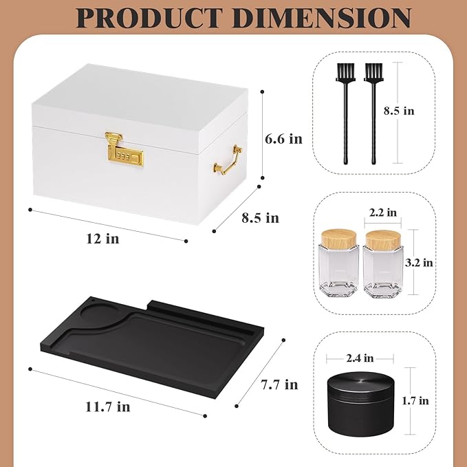 Lockable stash box with rolling tray – Premium bamboo box organizer with grinder, jars & brushes | Stylish wooden stash boxs, spacious Storage Box, great large stash box for home,Holiday Gift