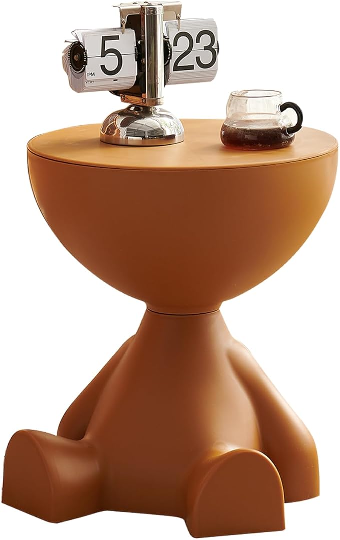 Mini Circle Side Table, Small Modern Bowl-Shaped Coffee Table, Sofa End Table Nightstand, Modern Bedside Home Decor for Living Room, Bedroom，Living Room (Orange)