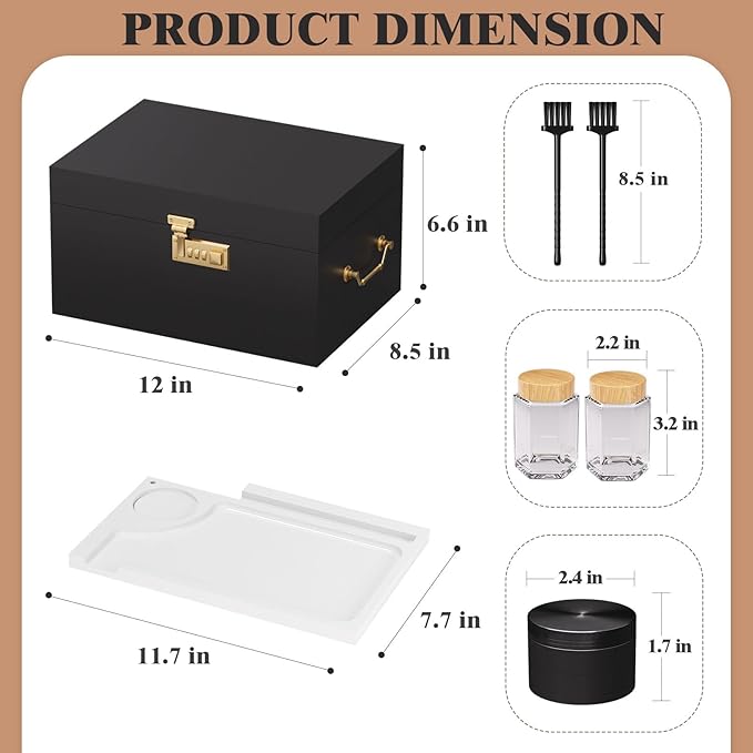 Lockable stash box with rolling tray – Premium bamboo box organizer with grinder, jars & brushes | Stylish wooden stash boxs, spacious Storage Box, great large stash box for home,Holiday Gift