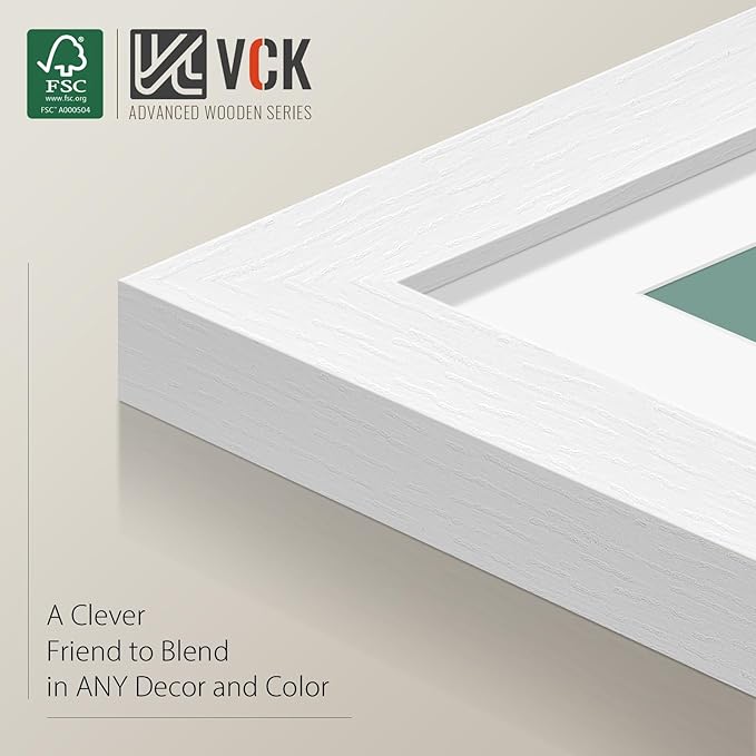 VCK Picture Frame Display Picture Photo Frame with High Definition Real Glass Front Display Tabletop and Wall Mounting (White, 12x12-5 Pack)