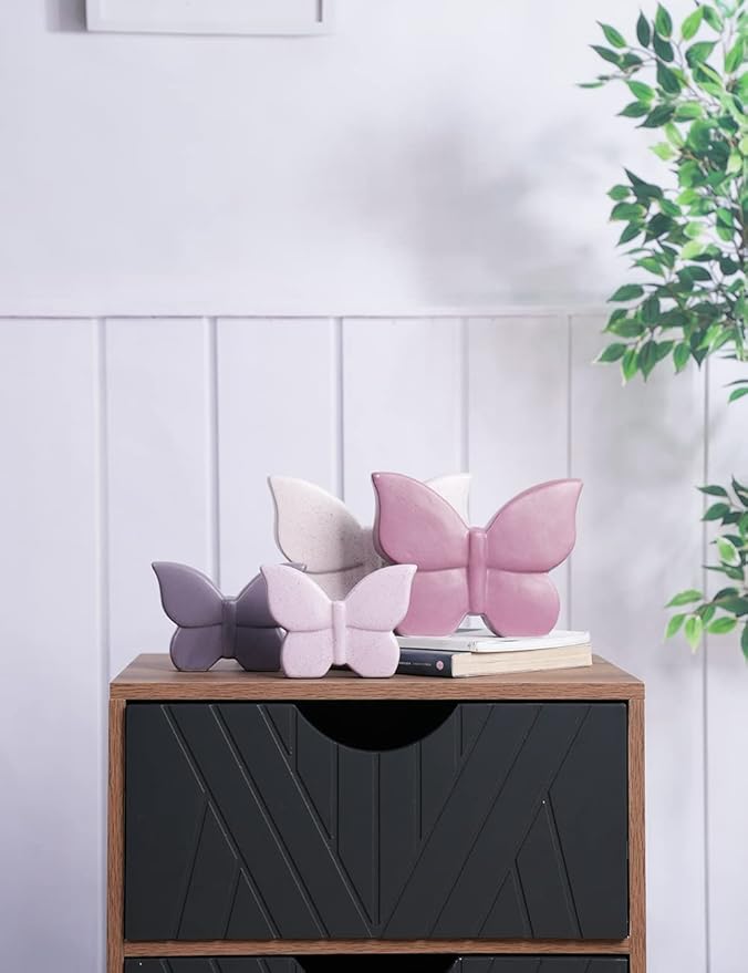 Butterfly Decor Statue Animal Figurine Gifts Modern Arts Ceramic Sculpture Cream 6.7 inch