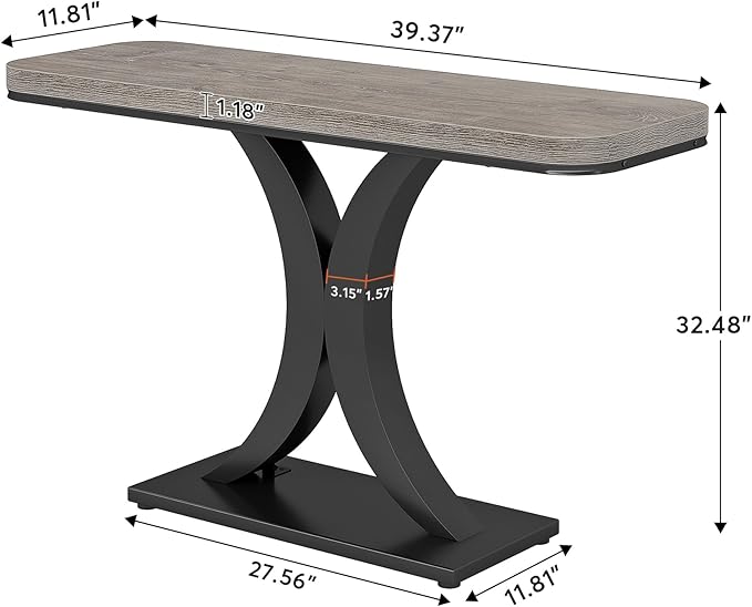 LITTLE TREE Industrial Entryway Console Table, Compact Foyer Hallway Accent Table for Small Space