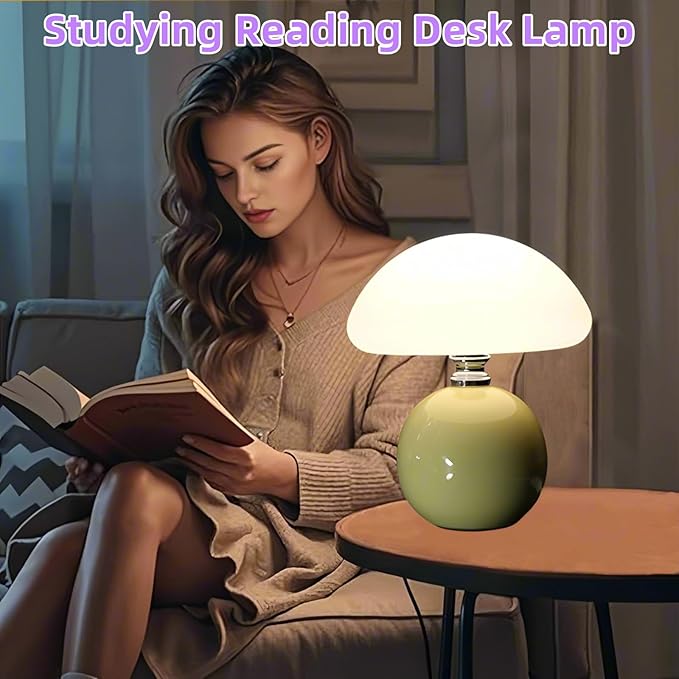 Mushroom Lamp for Bedroom Living Room,Mushroom Table Lamps for Bedside Night Stands,3 Color Temperature Desk Small Table Lamp,Cute Mini Modern Night Light Lamp,Unique Home Decoration