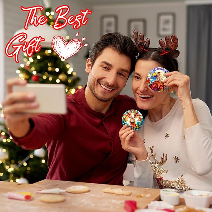 Christmas Tree Decorations Eagle Ornament, Smooth Ceramic Christmas Tree Ornaments, Xmas Decorative Hanging Ornaments, Christmas Decor Indoor Home Party Gifts Souvenir Eagle