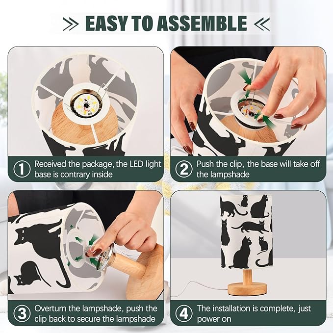 Bolaz Small Table Lamp for Bedroom Cats Table Lamp Nightstand Lamp for Livingroom Office Reading Working Table Desk