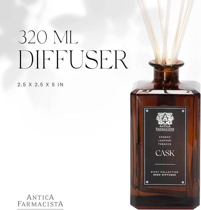 Antica Farmacista Home Ambiance Diffuser - Long-Lasting Reed Scent Diffuser - Luxury Room Freshener Gift - Cask, 10.8 fl oz