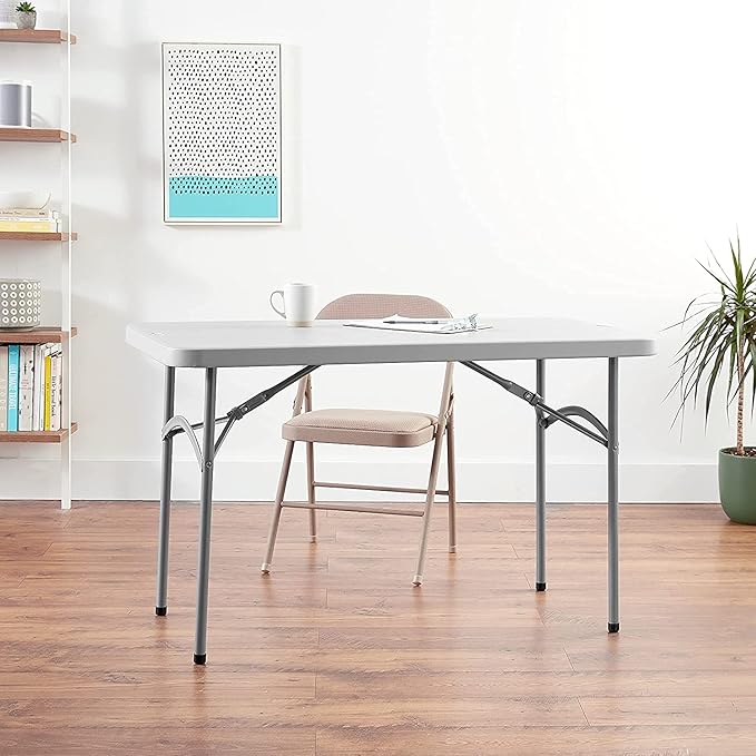Office Star Resin Multipurpose Rectangle Folding Table for Indoor or Outdoor Use, 4 Feet x 2 Feet