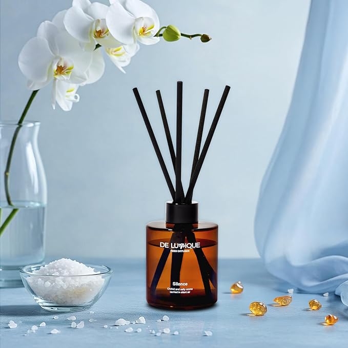 Reed Diffuser for Bathroom – Aroma Bathroom Diffuser with Sticks – Long Lasting Salty Ozonic & Orchid Scent – Home Fragrance for Entryway, Office, or Guest Bath – 150ml