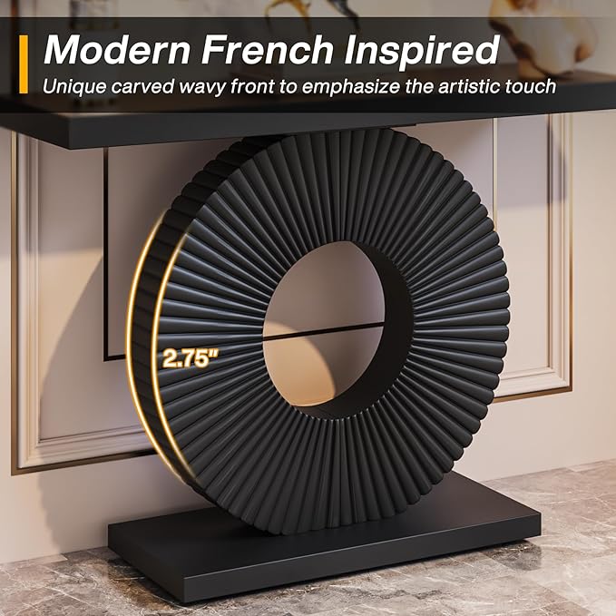 Tribesigns Modern Console Table with Geometric Base, 40 inch Wood Entryway Table Sofa Table Narrow Long, Contemporary Accent Table for Living Room, Entryway, Hallway, Black