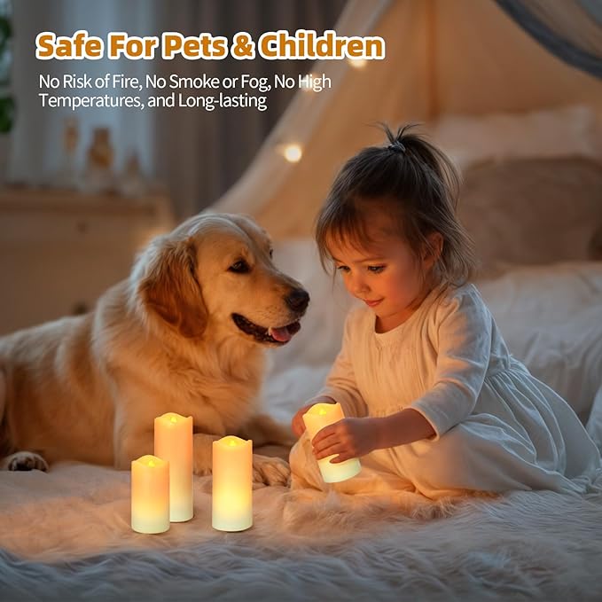 Flickering Flameless Candles, Realistic Battery Operated Candle with Timer, 18 AA Batteries Included, Set of 9 Outdoor Indoor Decor with 10-Key Remote LED Flameless Candle, Birthday Gifts for Him, Her