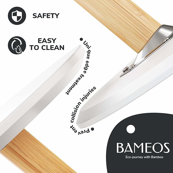 BAMEOS Bamboo Nesting Triangle End Table,Set of 2 Coffee Table Modern Minimalist Side Table for Living Room, Balcony in White