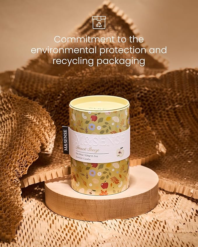 M&SENSE Harvest Breeze Scented Candle, Medium Jar Candle 11.3oz Natural Soy Wax for Home Scented, Floral Candles Gift for Spring Holiday, Up to 70 Hours Burning Long-Lasting Fragrance