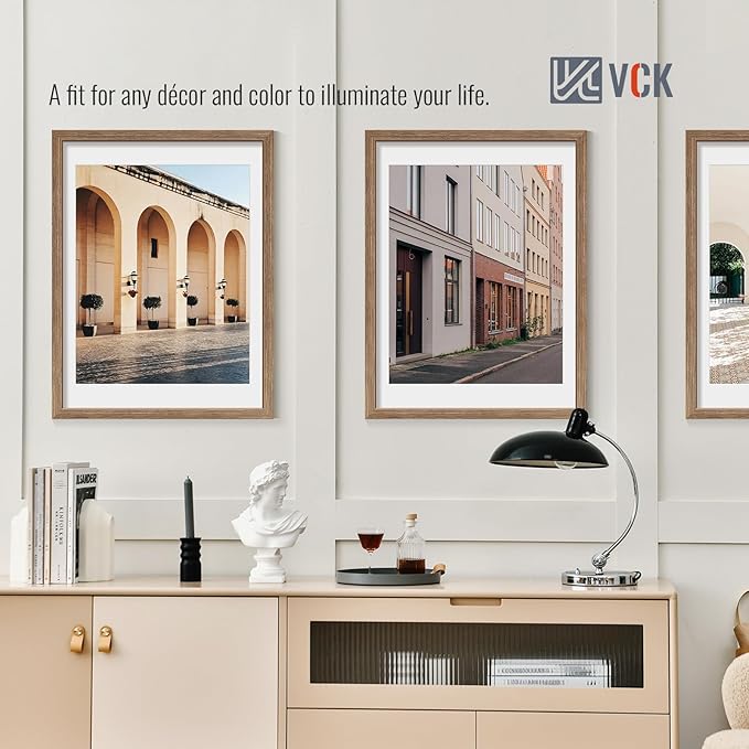 VCK 18x24 Poster Frame 2 Pack - Walnut, High-End Wood Picture Frames with Polished Plexiglass, Display 16x20 Photo with Mat or 18x24 without Mat, Art Gallery-Quality, Wall Hanging, Walnut