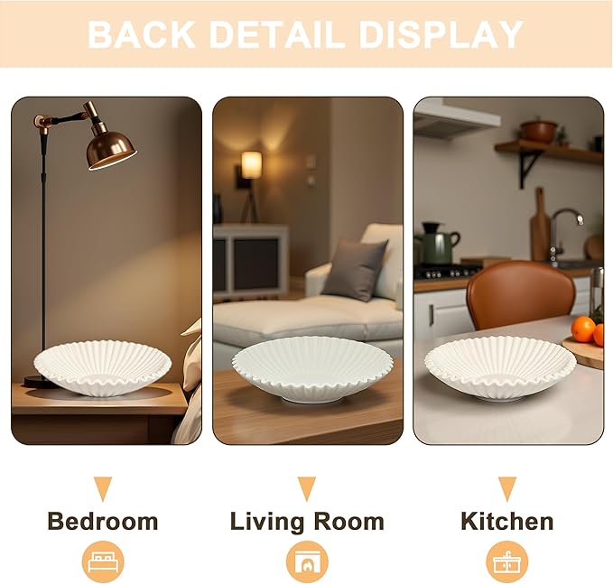 Beige Small Decorative Bowl - Stylish Key and Purse Bowls for Entryway Table - Resin Candy Plate - Modern Accent Bowl for Home Decor - Ruffle Coffee Table Centerpiece