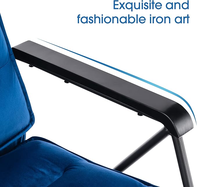 MCombo Modern Accent Chair, Velvet Club Chair, Upholstered Armchair for Small Space, Living Room & Office Reception, Fabric 4747 4750 (Chair, Blue)