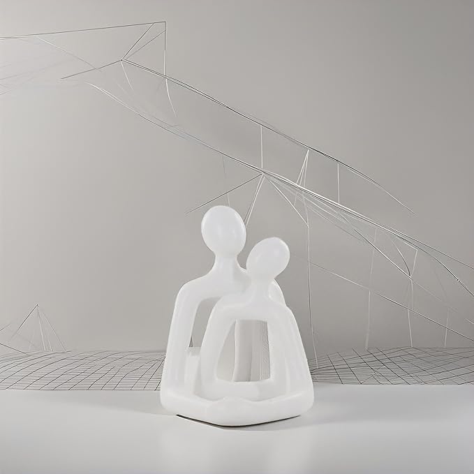 Minimalist White Couple Sculpture, Abstract Resin Art Decor, Zen Space Accent, Emotional Healing Gift