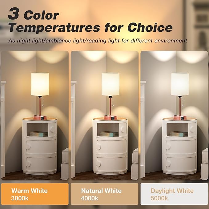 Small Bedside Table lamp for Bedroom - Red Bronze Modern Wedding Gift for Couples, 3 Color Temperatures & USB Ports & AC Outlet, Gold Nightstand Lamps for Reading, Dorm, Office, Living Room, Bathroom