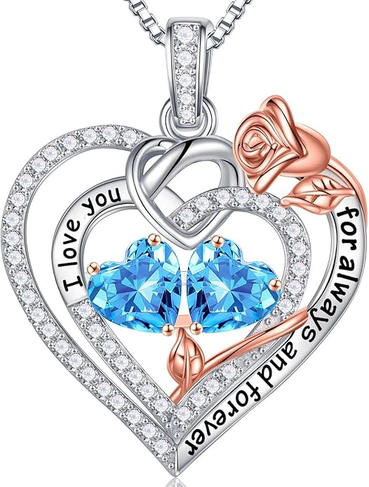 Iefil Christmas Gifts for Wife Women - 925 Sterling Silver Double Birthstone Necklace, Anniversary Birthday Gifts for Women, Jewelry Gift for Wife Girlfriend Mom Her