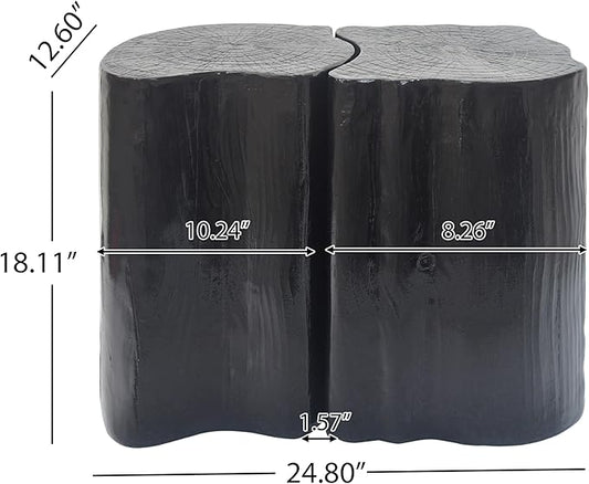 kevinplus 2-in-1 Irregular Nesting Side Table End Table Set of 2 for Living Room, MGO Material for Indoor & Outdoor, Natural Wood Grain, No Assembly, Black